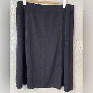 Misook Black Knit Midi Skirt Pull On Stretch Career Minimalist Sleek Large Class